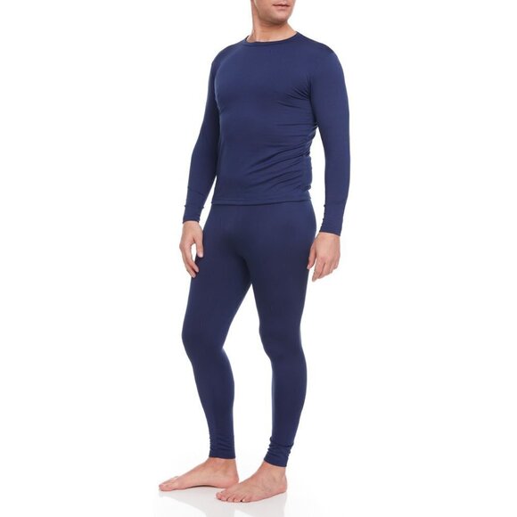 Mens Thermals Navy Blue Underwear MicroFiber Fleece Long Johns Winter Base NWT - Picture 3 of 6